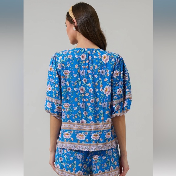 SugarLips Talia Floral Kiera Shorts & Cerry Pleated Top Matching Set - Picture 7 of 11